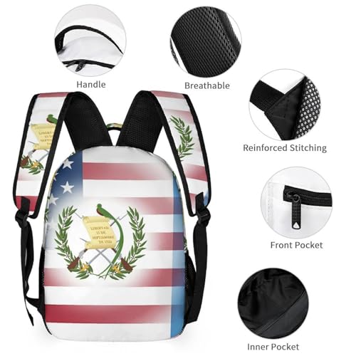 U.S. Guatemala Flag 3 PCS Backpack Set Casual Daypack with Insulated Lunch Bag & Pencil Case3
