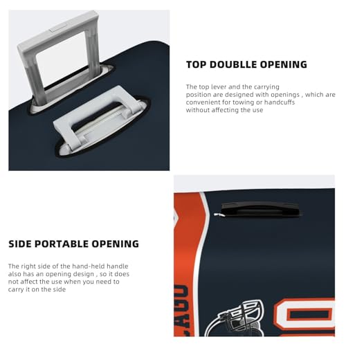 Image of Custom Chicago Luggage Cover Personalized Football Style Suitcase Cover with Name Number Customized Washable Elastic Sports Travel Suitcase Protector for Business Vacation Gifts