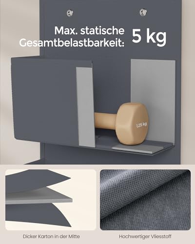 SONGMICS Hängeorganizer mit 4 Taschen, Hängeregal, 2er Set Kleiderschrank-Organizer, Hängeaufbewahrung, Tür-Organizer, Schlafzimmer Wohnzimmer, 12 x 33,5 x 100 cm, schiefergrau RDH004G02