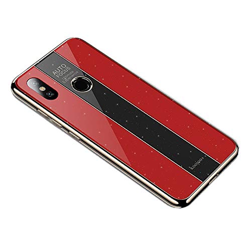 Miagon Electroplating Frame Case for Xiaomi Redmi Note 6,Luxury Plating Glitter Ultra Thin Hard PC Back Anti-Scratch Soft TPU Bumper Shockproof Case for Xiaomi Redmi Note 6,Red