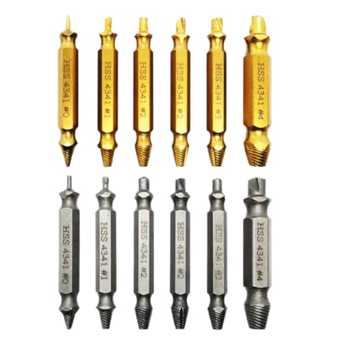 12 Piezas Extractor de Tornillos, Extractor De Tornillos Rotos Doble Cabeza Juego, Máquina Extractor de Tornillos, Juego de Extractores de Tornillos, para Extraer Pernos de Tornillos Rotos Dañados