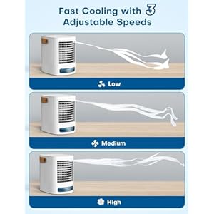 Fancole mini air conditioner 3 in 1 small air conditioner w 3 level humidify 3 speeds 7 color night lights top fill tank for 8h cooling desk portable air conditioners for bedroom room office  urban country home decor