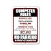 Honey Dew Gifts, Dumpster Rules No Parking in Front of Dumpster, 9x12 inch, Made in USA, Tinplate Sign, Simple, Functional, White