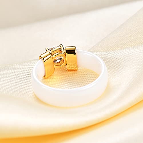 Myneney CM1017 6Mm White/Black Ceramic Rings Plus Cubic Zirconia thumb #3