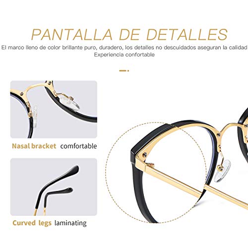 Image of (3 Pack Blue Light Blocking Glasses Women and Man Computer Eyeglasses Metal Frame Glasses (Black, leopard, pink)