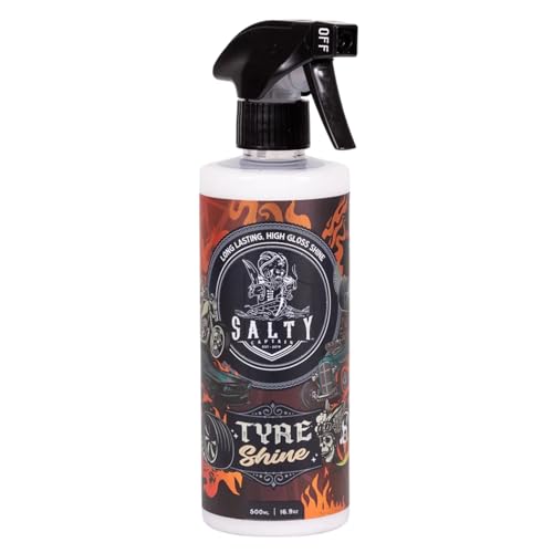 Salty Captain Tire Shine 16.9oz – Tire Shine Spray for Long-Lasting Gloss – Water-Based Formula with UV Shield – Safe for Cars, Trucks, Motorcycles, RVs & More – Non-Greasy & No Sling, Easy to Apply