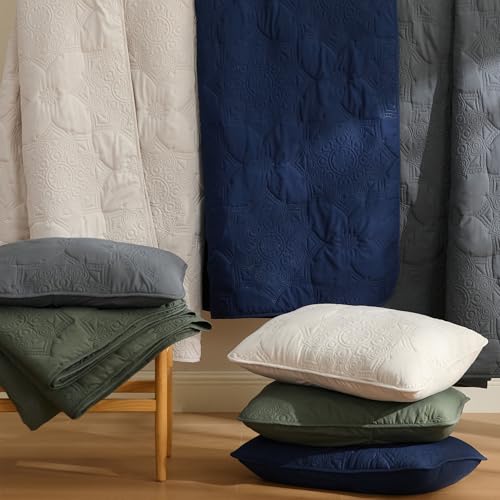 Image of Bedsure King Size Quilt Set - Lightweight Bedspreads King Size, Stitch-Free Ultrasonic Quilting Coverlet, All-Season Olive Green Comforter Set, Pet-Friendly Soft Machine Washable Bedding (106 inchx96 inch)