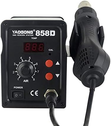 SMD Digital Rework Soldering Station Hot Air Lead-Free Soldering Iron 858D ESD PLCC BGA with 3 Nozzle