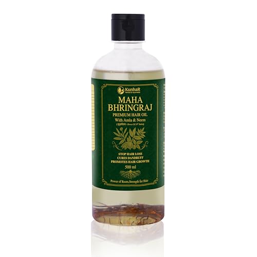 Image of Maha Bhringraj Premium Hair Oil with Amla & Neem - 500 ml (Pack of 1) - Reduces Hair Fall, Cures Dandruff, Promotes Hair Growth - Ayurvedic Herbal Formula - Power of Roots