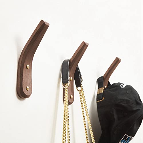 COCOYA 4Pack Wood Hooks Wall Mounted, Minimalist Easy Install Natural Real Walnut Cute Mid Century Modern Simple Rustic Boho Home Foyer Entryway Decor, for Hanging Hat Cap Bag Coat Towel Clothes by COCOYA - Image 4