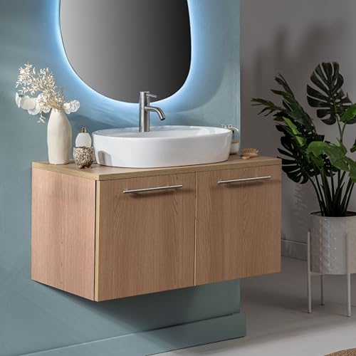 Norbe | Lavabo Da Appoggio In Ceramica | Lavandino In Appoggio | Lavandino Ovale | Finitura Bianco Lucido | (Bianco, 60 Cm) - 4