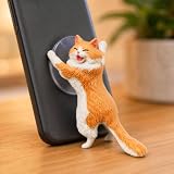 Adjustable Desktop Phone Holder Stand for Car Dashboard Office Travel Foldable Viewing Support Compatible with Multiple Devices (Orange face,1pcs)