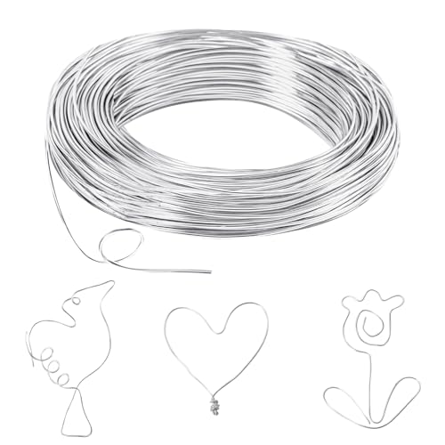 Yoosso Basteldraht 1mm x 50m Draht zum Basteln Schmuckdraht Aluminiumdraht Bindedraht Modellierdraht Draht Rostfrei für Schmuckherstellung Bastelarbeiten (Silber)
