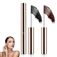 Ultra-Fine Lengthening Waterproof Quick-Dry Mascara,2026 New Iron Wand Mascara,Long-lasting 3D Curling Eyelash,Waterproof Metal Wand Mascaras,Smudge Proof and No Flakingfor Fine Short LashBrown+Back