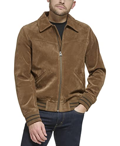 Levi's Men's Faux Suede Varsity Bomber Jacket, Cognac #TOP1