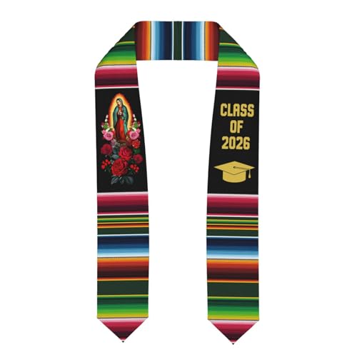 YQIUSM Mexican Graduation Sash Graduation Stole Class Of 2026 Virgen de Guadalupe Stoles For Graduation 2026