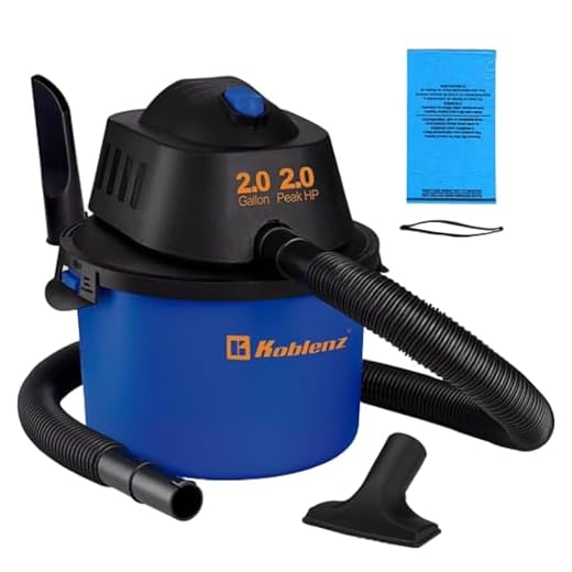Koblenz WD-2L Portable Wet Dry Vacuum, 2-Gallon 2 PHP Suction Plus Blower Vacuum Cleaner for Liquids, Dust, Pet Hairs, 10' Reach, Ideal for Home, Car, Garage, Shop, Accessories Included, Blue/Black