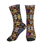 asbwuo Calcetines deportivos con estampado de calavera y rosas para hombre, calcetines de caña media, calcetines acolchados suaves para mujer para correr, gimnasio y deportes.