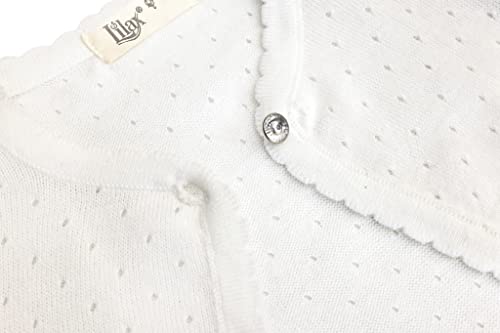 Lilax Little Girls' Knit Long Sleeve One Button Closure Bolero Shrug 7 Cream #TOP3