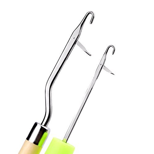 Eboot Wooden Bent Latch Hook Tool And Plastic Latch Hook Crochet Needle, Set Of 2 #TOP2