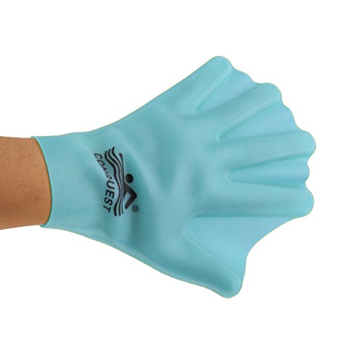 Tachiuwa Luvas de silicone para natação com teia de silicone para dedos para adultos e crianças – Az