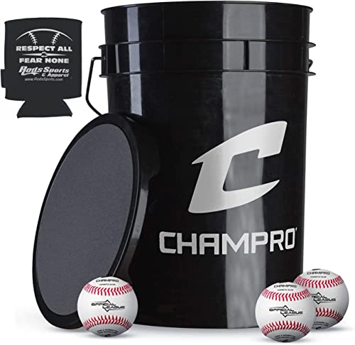 Balles de baseball en cuir Champro CBB-200D avec seau noir de 30 pièces