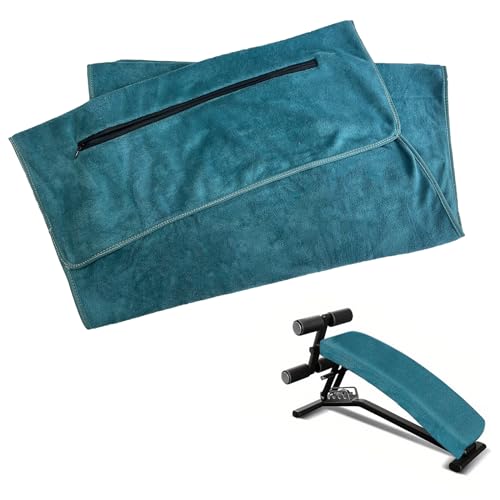 gvivej Sporthandtuch, Fitness Handtuch mit Reißverschluss Tasche, 120 x 50 cm Gym Handtuch, für Fitnessstudio und Training, Sport, Blau