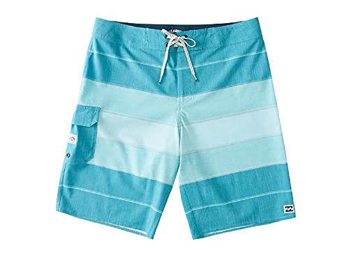 Billabong Men's Standard All Day Pro Boardshort, 4-Way Performance Stretch, 20 Inch Outseam, Aqua Stripe, 30