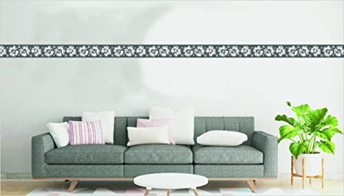 Dundee-Deco-DDAZBD9159-Peel-and-Stick-Wallpaper-Border-Floral-Grey-White-Sunflowers-Wall-Border-Retro-Design-15-ft-x-7-in-457m-x-1778cm-Self-Adhesive Dundee Deco DDAZBD9159 Peel and Stick Wallpaper Border Floral Grey White Sunflowers Wall Border Retro Design 15 ft x 7 in 457m x 1778cm Self Adhesive