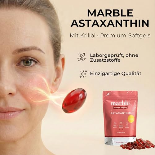 Astaxanthin 12 mg Marble mit Krillöl 120 Softgel Kapseln