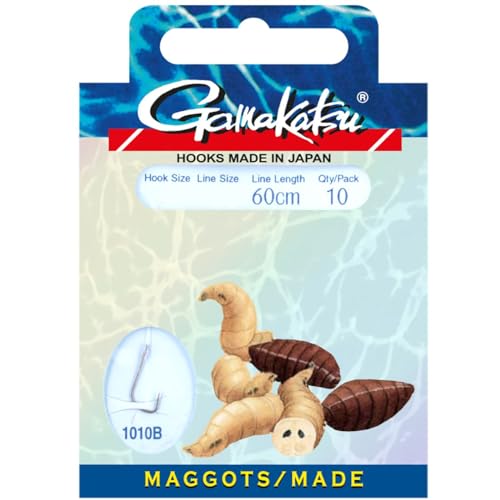 Produktfoto von Gamakatsu Maggots 1010B 60cm Hooks - 10 gebundene Angelhaken
