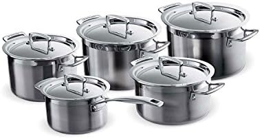 Le Creuset 3-Ply Stainless Steel Cookware Set, 5 Pieces , Silver, 96209400001000
