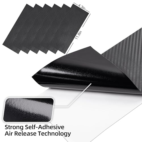 Image of 6 PCS Emblem Wrap Kit Compatible with Bowtie Logo Wrap Car Stickers, 11.8'' x 4.3'' Cut-Your-Own Emblem Overlay DIY Decals for Chevy, Carbon Fiber Black with Tool Kits