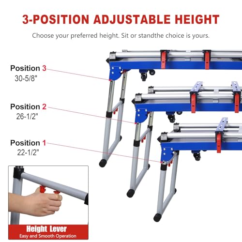 Soporte para sierra ingletadora, banco de trabajo, andamios, plataforma, con altura ajustable, mesa de trabajo plegable desmontable para reparación de mampostería
