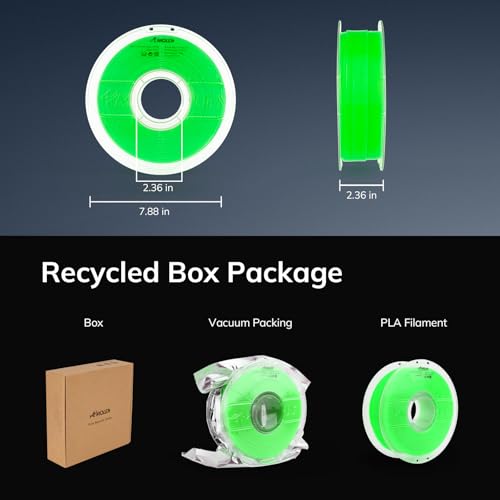 Image of AMOLEN 3D PLA Printer Filament, 1.75mm Glow in The Dark Green PLA Filament for 3D Printing, Best with UV Lamps, 1kg Spool (2.2lbs), Dimensional Accuracy + /- 0.02 mm, Fit Most FDM 3D Printers