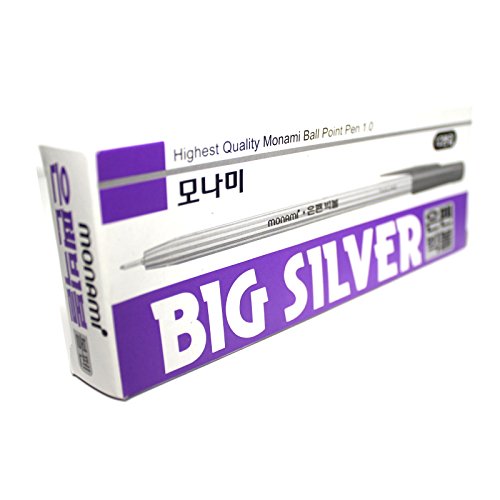 X12 Monami Big Silver Ball Point Pen,Fabric,Leather For Cutting - 1.0Mm - Silver Ink - Pack Of 12 Pens #TOP4