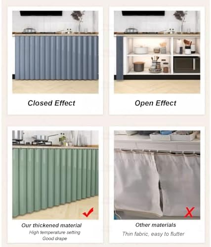 Dust-Proof Privacy Cabinet for Shelves & Closets, Short Kitchen Storage with Sliding Track, Green 120x70 cm, Perfect for Under Sink & Doorless Areas