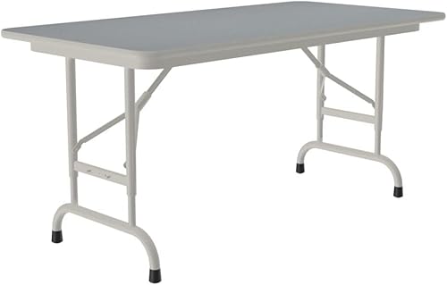 Miniatura 132 de Correll - Mesa plegable de altura ajustable y resistente, parte superior laminada de alta presión, fabricada en Estados Unidos, delantal de acero