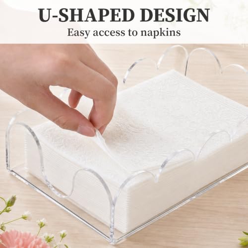 Acrylic Napkin Holder Clear Scalloped Tray, Guest Disposable Paper Tissues Hand Towels Organizer for Bathroom Kitchen Restaurant Hotel Dining Room Home Decor Wedding Party (9x5.1x2.4 inch) - Image 4