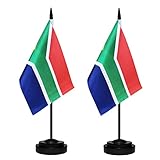 South Africa Desk Flag Set, 2 Pack South Africa Table Office Flags, Small Mini Desktop Flag With 12