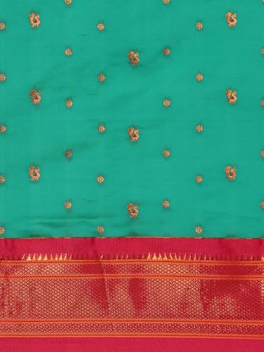 Varkala Silk Sarees sea green paithani silk saree in soft silk – image 5