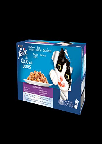 Felix Katzennassfutter Gelee Gemischte Vielfalt 44 x 100 g Multipack Premium Portionsbeutel