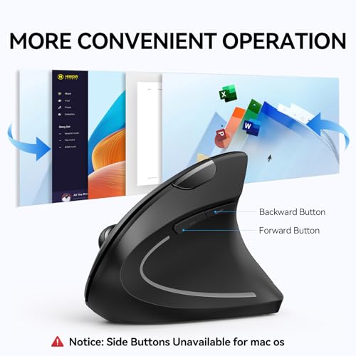 TECKNET Ergonomic Mouse, Wireless Bluetooth Vertical Mouse, 4800 DPI Optical Tracking, 6 Adjustable DPI, Quiet Clicks, 2.4GHz with USB A Receiver, 12 Months Battery, 6 Buttons, Wide Compatibility by TECKNET - Image 7