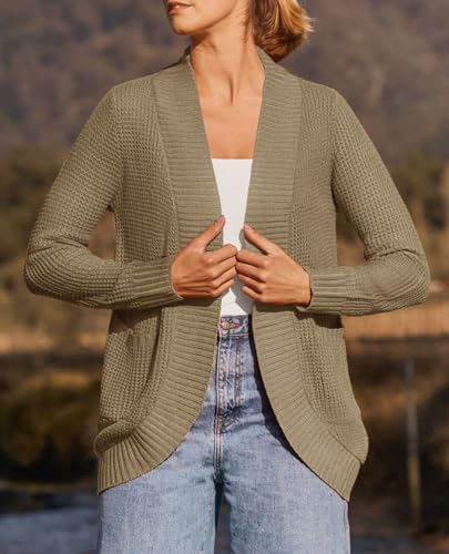 image for ZESICA Women's 2024 Fall Winter Long Sleeve Open Front Casual Lightwei