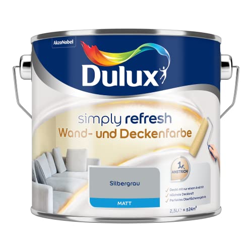 Dulux Simply Refresh Wand- und Deckenfarbe - Silbergrau - 2,5 Liter - Erfrischende, langlebige Innenfarbe für ein schönes Zuhause