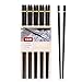 Haosell Lot de 5 paires de baguettes japonaises en alliage noir et or en fibre de verre - Passe au lave-vaisselle - Coffret cadeau - Baguettes chinoises réutilisables pour vaisselle asiatique