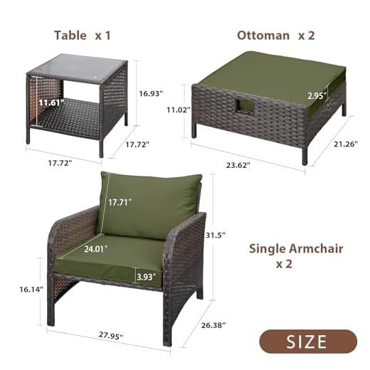 5-Piece Outdoor Patio Conversation Set