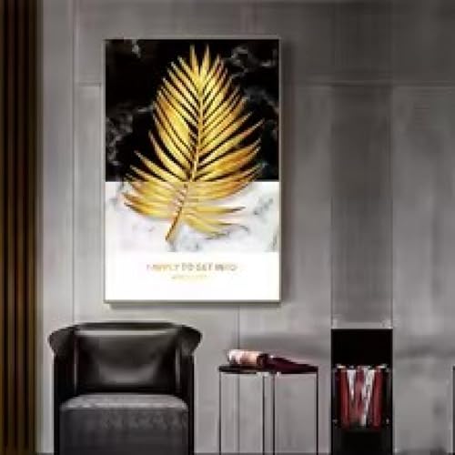 Décoration murale fleurs feuilles dorées triptyque affiche salon 40x60 - 4