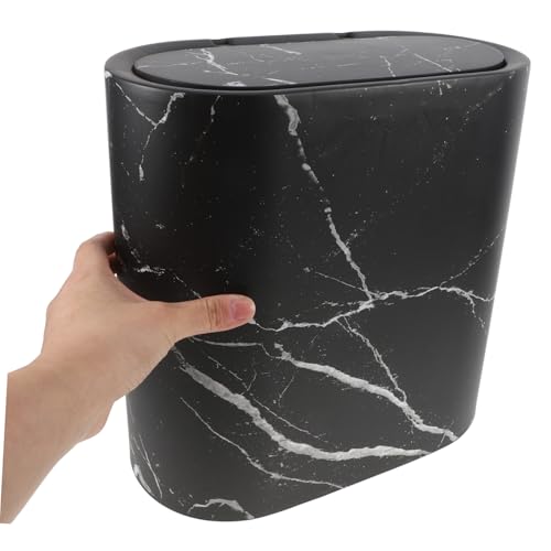 Basurero compacto rectangular negro para baño y cocina miniatura 7