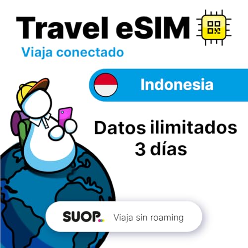 Tarjeta eSIM prepago con Datos ilimitados para Indonesia y Bali. Prepago para Viajar sin Roaming. Conexión de Datos de Alta Velocidad. eSIM Internacional para Indonesia (Datos ilimitados   3 días)
